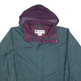 COLUMBIA Mens Green & Purple Outdoor Jacket L Polyester Lightweight Zip