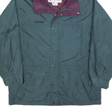 COLUMBIA Mens Green & Purple Outdoor Jacket L Polyester Lightweight Zip