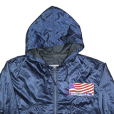 KORONES Womens Blue Polyester Jacket L Hooded Zip Plain Born In U.S.A.