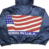 KORONES Womens Blue Polyester Jacket L Hooded Zip Plain Born In U.S.A.