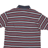 TOMMY HILFIGER Mens Navy Blue & Red Striped Short Sleeve Polo Shirt L Classic