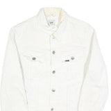 LEE Womens White Cotton Denim Jacket M Button Plain Casual Classic Fit