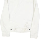 LEE Womens White Cotton Denim Jacket M Button Plain Casual Classic Fit