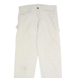 DICKIES Mens Cotton White Relaxed Straight Trousers W34 L34 Workwear Casual