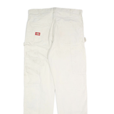 DICKIES Mens Cotton White Relaxed Straight Trousers W34 L34 Workwear Casual