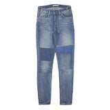 LEVI'S Womens Blue Slim Skinny Denim Jeans W27 L30 Patchwork Cotton Blend Zip