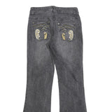 JOHN BANER Womens Grey Regular Flared Denim Light W28 L31 Embroidered Pockets