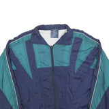 CHEROKEE Mens Blue & Teal Colourblock Zip Up Polyester Blend XL Jacket Retro