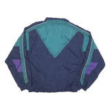 CHEROKEE Mens Blue & Teal Colourblock Zip Up Polyester Blend XL Jacket Retro