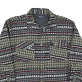 CORBATI Mens Black Beige Wool Blend Patterned Shirt XL Stylish Button Closure