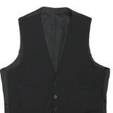 Mens Black Classic Vest XS Polyester Button Jacket Plain Formal Waistcoat