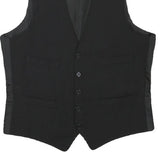 Mens Black Classic Vest XS Polyester Button Jacket Plain Formal Waistcoat