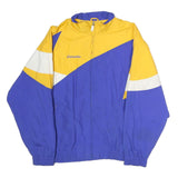 BAW Mens Blue & Yellow Colourblock Bomber Jacket M Polyester Zip Casual