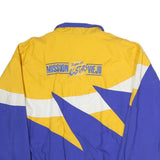 BAW Mens Blue & Yellow Colourblock Bomber Jacket M Polyester Zip Casual