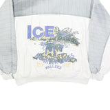 WALLEES Mens White & Grey Ice Silver Crew Neck S Sweatshirt Cotton Blend Casual