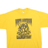 JERZEES Mens Yellow North Anderson Wildcats Elementary Graphic T-Shirt L Short