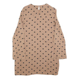 GANNI Womens Beige & Black Polka Dot Day Dress Viscose Long Sleeve Midi M