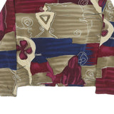 BLAZER GLORY Womens Burgundy & Blue Abstract Print Jacket L Polyester Zip