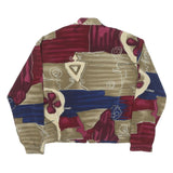 BLAZER GLORY Womens Burgundy & Blue Abstract Print Jacket L Polyester Zip