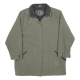 NEWPORT Womens Green & Grey Zip Jacket L Polyester Blend Plain Stylish Comfort