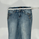 Earl Jeans Studded Jeans - 30W UK 8 Light Wash Cotton Blend