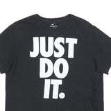 NIKE Mens Black Just Do It Graphic T-Shirt L Short Sleeve Crew Neck Cotton Blend