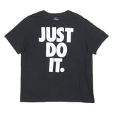 NIKE Mens Black Just Do It Graphic T-Shirt L Short Sleeve Crew Neck Cotton Blend