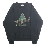 CLUB Mens Black Festival Of Trees Crew Neck M Cotton Blend Sweatshirt