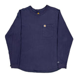 Carhartt Fr Long Sleeve T-Shirt - 2XL Blue Cotton