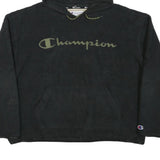 CHAMPION Womens Black Hoodie XL Pullover Logo Fleece Casual Sweater