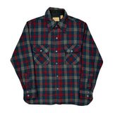 Sears Checked Flannel Shirt - Medium Blue Wool Blend