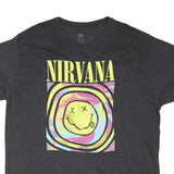 NIRVANA Mens Black Graphic T-Shirt 2XL Short Sleeve Crew Neck Cotton Blend