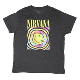 NIRVANA Mens Black Graphic T-Shirt 2XL Short Sleeve Crew Neck Cotton Blend