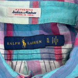 Authentic Indian Madras Ralph Lauren Checked Short Sleeve Shirt - XL Multicoloured Cotton