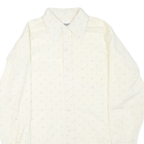 PARIANI Mens Cream Shirt L Polyester Blend Smart Casual Long Sleeve Button