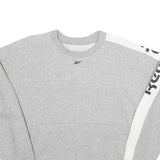 REEBOK Womens Grey & White Sweatshirt Crew Neck L Cotton Blend Pullover