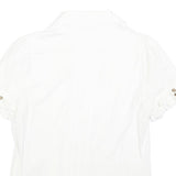 JUICY COUTURE Womens White Shirt Short Sleeve Button Neck S Ruffle Detail