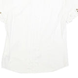 JUICY COUTURE Womens White Shirt Short Sleeve Button Neck S Ruffle Detail