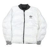 ADIDAS Womens White & Black Reversible Puffer Jacket M Polyester Blend Quilted