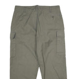 ROTROPF Mens Cotton Regular Fit Green Cargo Trousers W38 L27 Casual Zip Closure