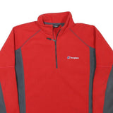 BERGHAUS Mens Red & Grey Plain Polyester Blend Pullover Crew Neck Jumper S