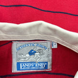 Lands End Striped Rugby Shirt - Large Red Cotton