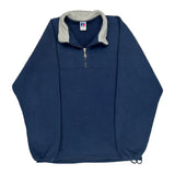 Made In USA Russell Athletic 1/4 Zip - Large Blue Cotton