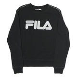 FILA Mens Black Sweatshirt Crew Neck S Cotton Blend Logo Pullover Casual