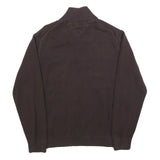 TOMMY HILFIGER Mens Brown & Cream Plain Jumper V-Neck Waffle Knit L Cotton Blend