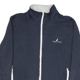 NAUTICA Mens Navy Zip Jacket L Cotton Blend Casual Lightweight Warm