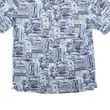 CLEARWATER Mens Blue Patterned Casual Shirt XL Cotton Short Sleeve Summer