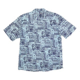CLEARWATER Mens Blue Patterned Casual Shirt XL Cotton Short Sleeve Summer