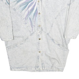 TORPEDO Womens Light Blue Cotton Button Front Jacket M Woven Abstract Feather