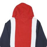TOMMY HILFIGER Mens Red & White Navy Block Hoodie S Cotton Blend Casual